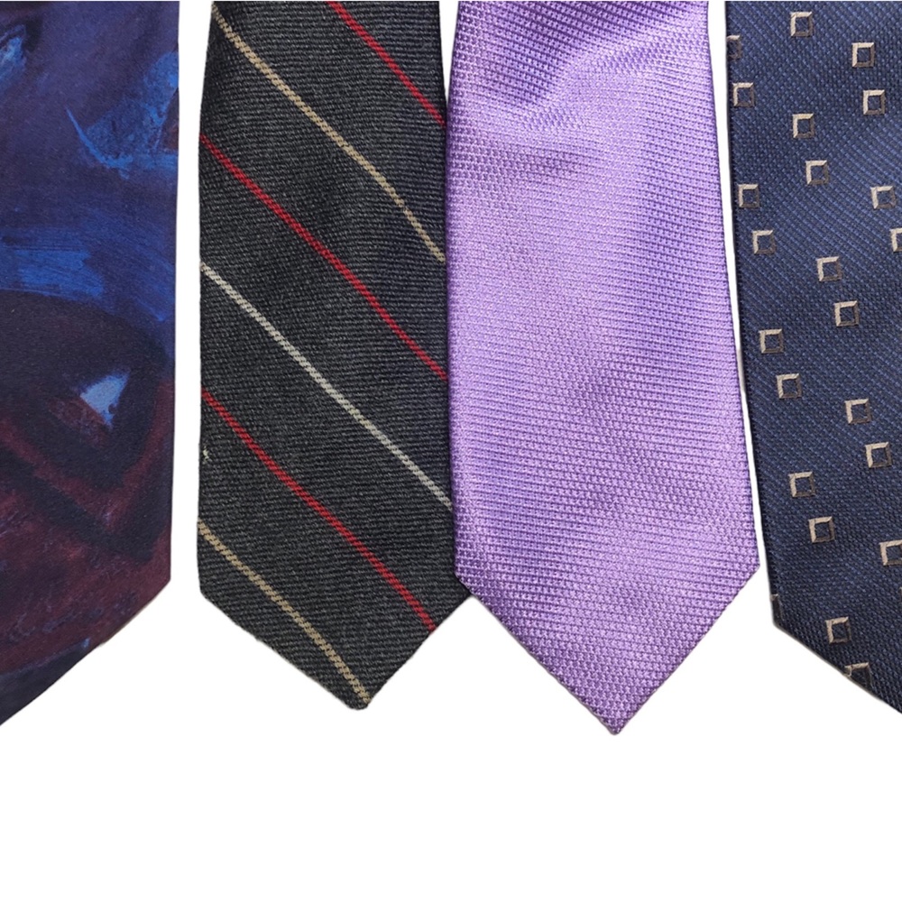 4 tie Variety lot 1 zipper vintage  , wool, 1 silk, 1 poly
